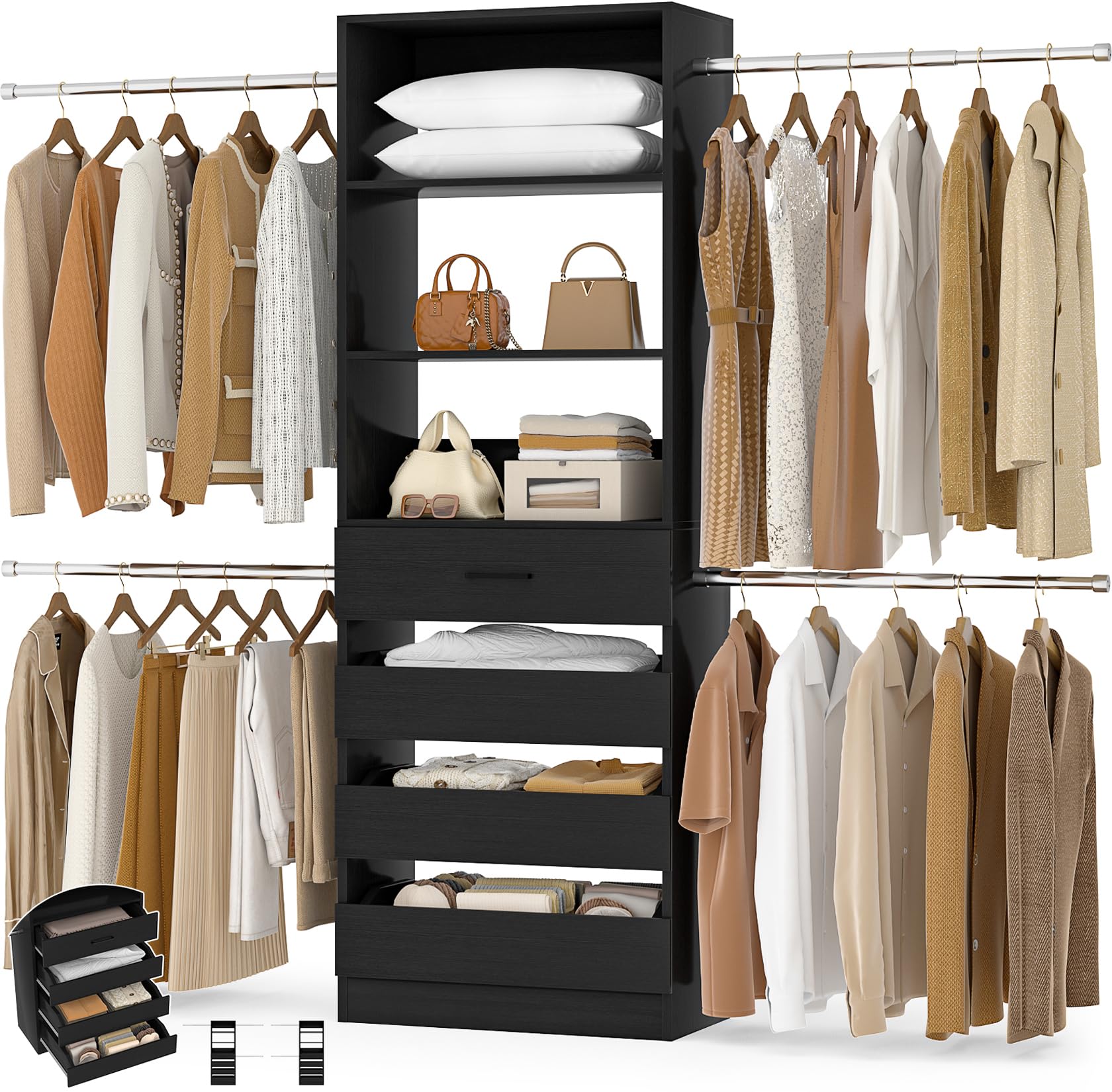 Amazon.com: Aheaplus Closet System, 4-9Ft Closet Organizer with 4